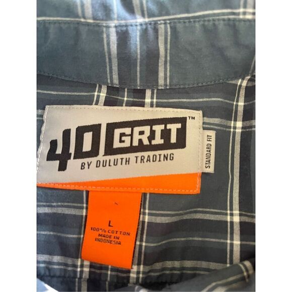 40 Grit Men's Multi Gray Buttons Up Collared Short Sleeve Shirt Large - Picture 8 of 12